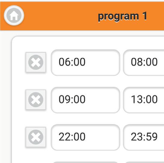 W programie dobowym określany jest czas rozpoczęcia i czas zakończenia utrzymywania wybranej temperatury w pomieszczeniu.