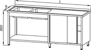 2300 Stół ze zlewem 2-kom. () i szafką - drzwi suwane E 2300 P Stół ze zlewem 2-kom.
