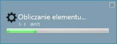 Pasek postępu podczas obliczeń Po uruchomieniu obliczeń pojawia się małe okno bieżącego postępu obliczeń.