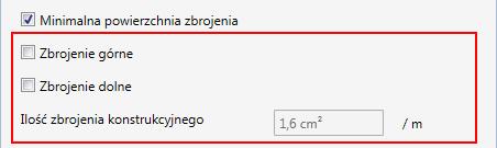 Dolne zbrojenie konstrukcyjne Wprowadzono nową opcję umożliwiającą narzucenie definicji dolnego zbrojenia konstrukcyjnego.