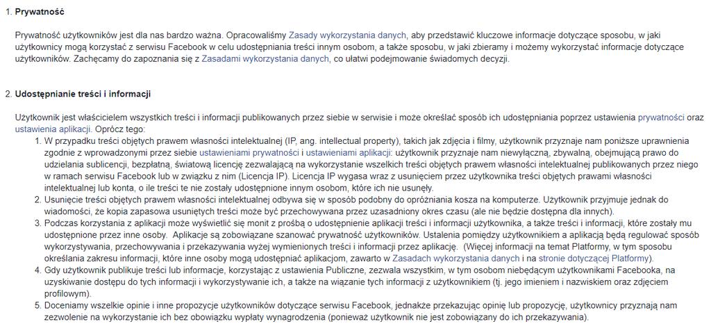Regulaminy 18 Źródło: Facebook,