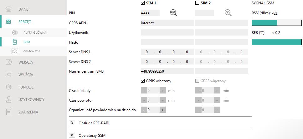 28 GSM-X SATEL Co wybierz tę opcję, jeżeli transmisja testowa ma być wysyłana w określonych odstępach czasu. Należy określić, co ile dni, godzin i minut.