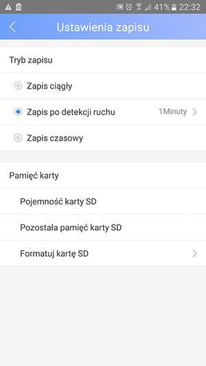 Zapis po detekcji Do wyboru zapis plików od