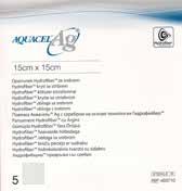 Aquacel Ag Miękka, sterylna taśma lub kompres opatrunkowy o właściwościach bakteriobójczych, zbudowany z nietkanych włókien karboksymetylocelulozy (Technologia Hydrofiber ).