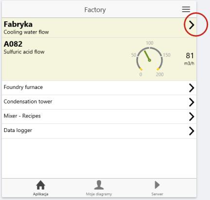 Asix Mobile Rys. Widok łącza do innego diagramu. 6.2.3. Segment Alarm Segment Alarm umożliwia wyświetlanie stanu jednego alarmu.