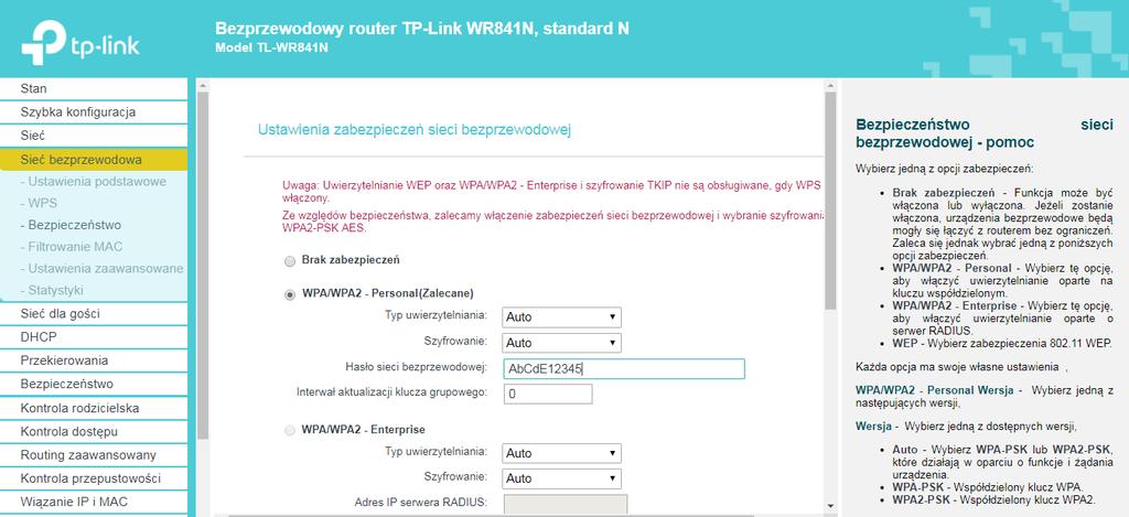 4. Następnie przechodzimy do podstrony WPS.