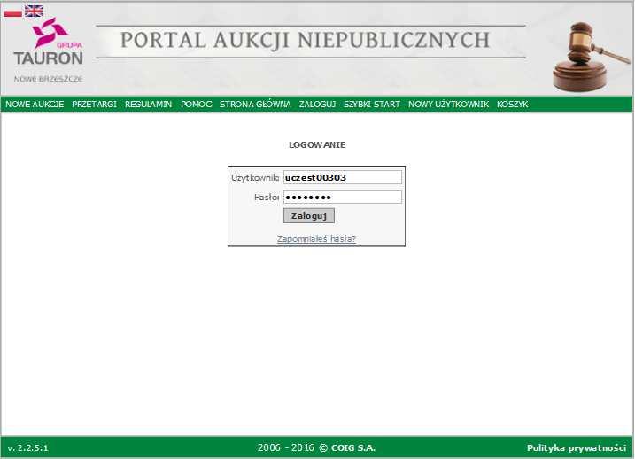 Jeżeli użytkownik zalogował się pomyślnie - to w prawym górnym rogu pojawia się zegar systemowy