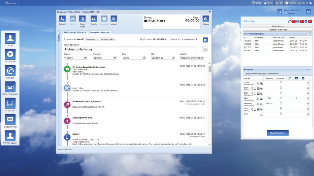 Definiuj alerty systemowe Zmniejsz koszty dzięki licencjom Lekkiego Agenta FOCUS DESK