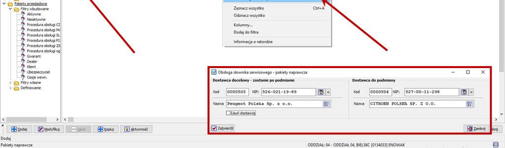 naprawcze menu Widok Ekran 15 Okno edycyjne
