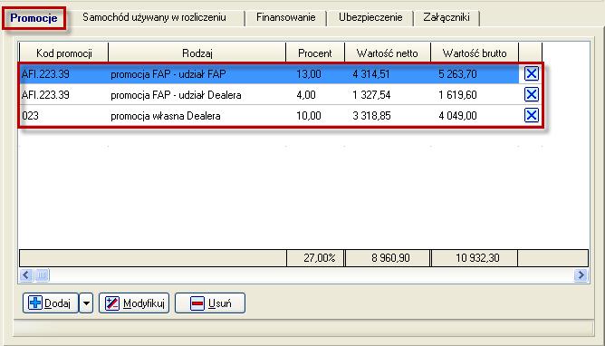 samochodu w rozliczenie wprowadzamy w kolejnej zakładce (Ekran 16).