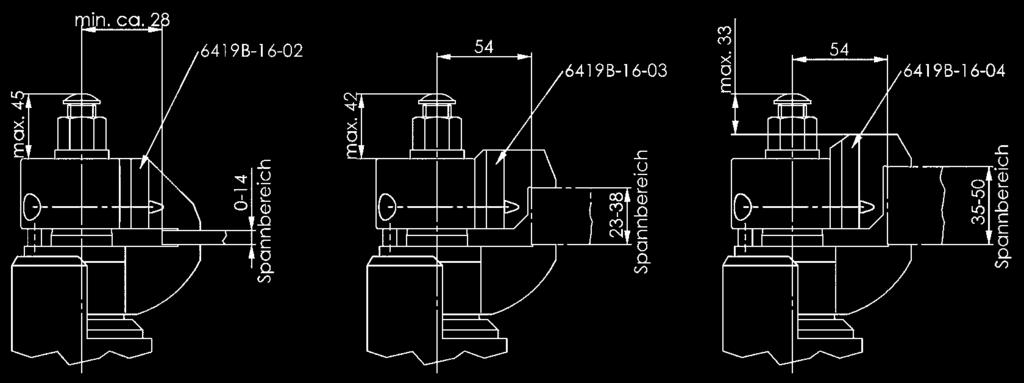 6419B-16 Zakres mocowania Zakres mocowania