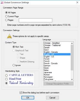 5. Następnie należy wybrać opcję Conversion settings (Ustawienia konwersji): Conversion Page Range (Zakres stron do konwersji) Należy wybrać zakres stron, przeznaczonych do konwersji.