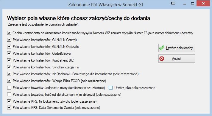 Kontrahent BIC Pole przechowuje ustawienia indywidualne synchronizacji dla kontrahentów Synchronizacja TW Pole przechowuje ustawienia indywidualne synchronizacji dla kontrahentów Nr Rachunku