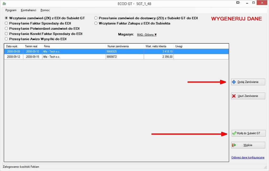 Import zamówień z EDI/ECOD do Subiekta GT Zamówienia można do programu wczytywać jako pliki XML lub spakowane pliki zip które zawierają wiele plików XML (jest taka opcja zapisu zamówień w programie