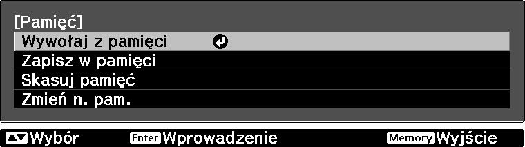 Regulaja obrazu Wyświetlanie obrazów w jakośi obrazów zapisanyh (Funkje pamięi) Funkja zapisywania Można zapisać wartośi ustawień wybranyh obrazów oraz ustawienia jakośi obrazów w menu konfiguraji,
