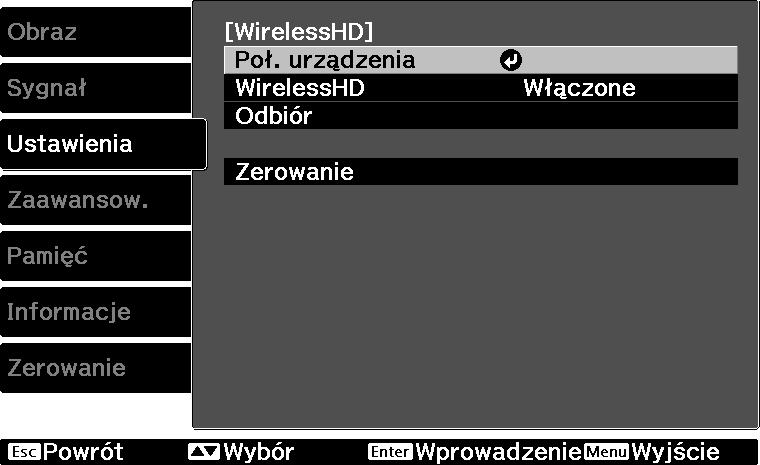 Przydatne funkje d Jeśli projekja nie rozpozyna się, naiśnij przyisk Należy się upewnić, że podzas naiskania przyisku projektora. na piloie, aby zmienić źródło.