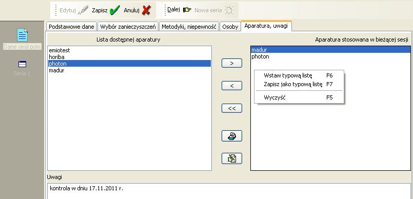 myszy i wybraniu opcji "Wstaw z listy.