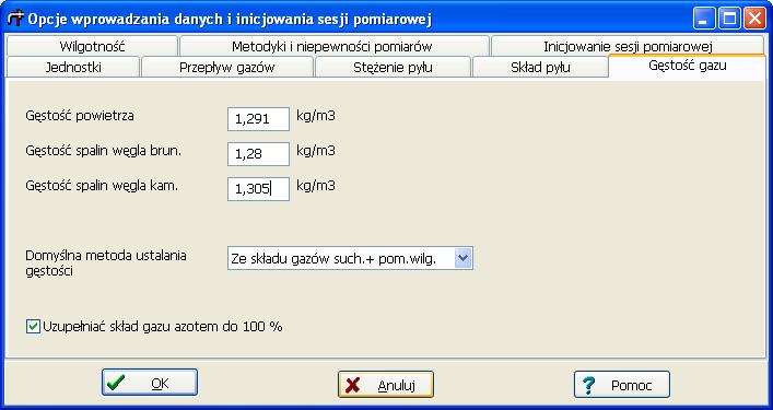 PROEKO R. Samoć Instrukcja programu "EMISJA" - 77 - Na stronie tej można wprowadzić listę substancji często występujących w pyle jak np.