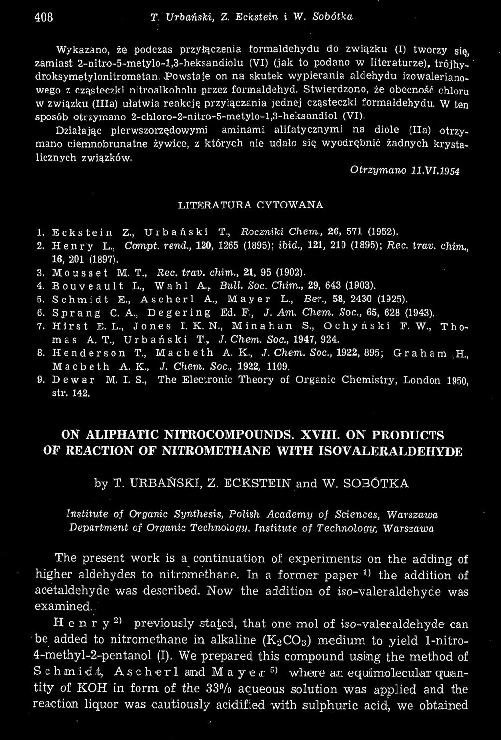 408 T. Urbański, Z. Eckstein i W.