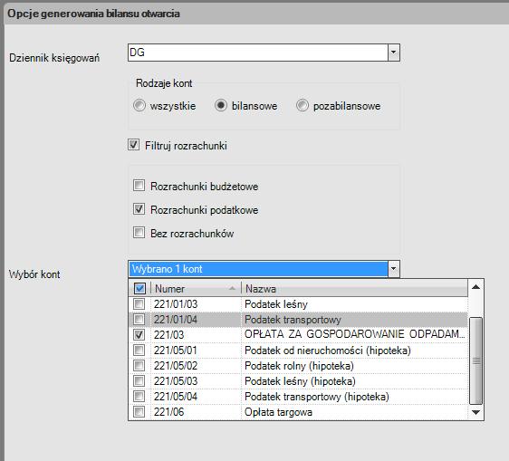*** Opcja filtruj rozrachunki jest domyślnie odznaczona. Jej zaznacznie powoduje uaktywnienie się przycisków dotyczących rozrachunków.