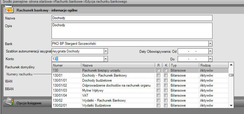 Krok 10 - Rachunki bankowe Rachunki bankowe tak samo jak kasy nie są przypisane do lat.