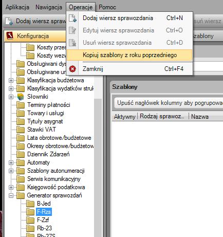 Krok 15 - Generator sprawozdań Jednostki, które chcą pozostać przy obecnych ustawieniach generatora sprawozdań, mogą w roku 2018 przekopiować generatory z poprzedniego roku.