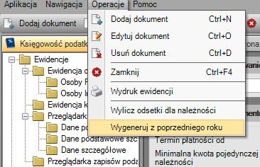 Po przeprowadzeniu operacji kopiowania upomnień/wezwań nie wolno już tworzyć upomnień/wezwań w poprzednim roku. Kopiowanie upomnień/wezwań prezentowane jest w postaci dziennika zdarzań.