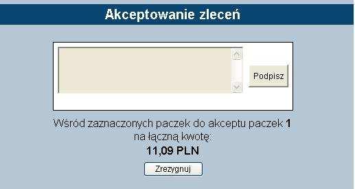 Jeśli użytkownik nie zdefiniuje nazwy paczki zostanie automatycznie przypisana nazwa Paczka przelewów. W przypadku podania nazwy przez użytkownika poprzedzi ona nazwę systemową.