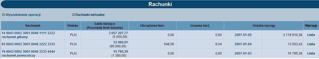 ROZDZIAŁ 4 RACHUNKI RACHUNKI Rachunki to domyślne okno, jakie zostanie uruchomione po zarejestrowaniu się użytkownika w systemie.