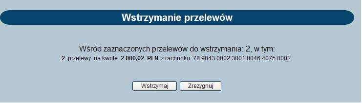 Operację można wykonać po zaznaczeniu przelewów na wszystkich stronach.