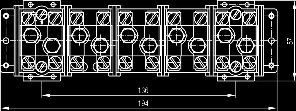 Złączki gwintowe 4- i 5-cio torowe do przewodów o przekroju 6 95 mm² 4 & 5 line, threaded terminal blocks for cables with cross-section 6 95 mm² Винтовые 4- и 5-ти контактные клеммы для проводов