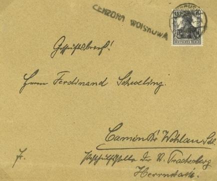 Miejska Górka (Görchen) List z obiegu z ciągle jeszcze stosowanym niemieckim stemplem GÖRCHEN (Miejska Górka) z 19.4.1919 do Camin (Kamień Górowski na Śląsku).
