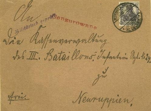 Murowana Goślina (Murowana Goslin) Zgodnie z wewnętrzną niemiecką taryfą pocztową ofrankowany list z niemieckim stemplem pocztowym MUROWANA GOSLIN (Kr. OBORNIK) (Murowana Goślina) z 10.3.