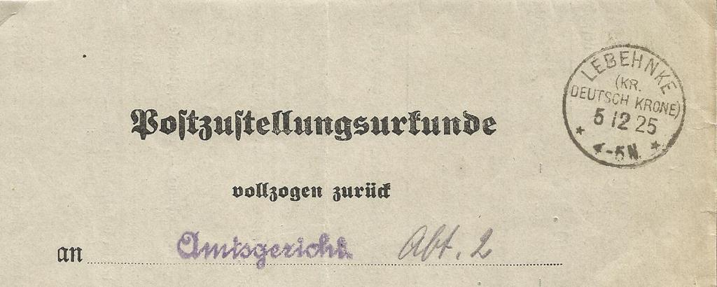 Il. 27. Fragment przesyłki służbowej nadanej w Starej Łubiance (LEBEHNKE), 5.12.