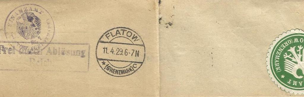 Il. 32. Złotów (FLATOW) datowniki z wyróżnikiem c. z dnia 11.4.
