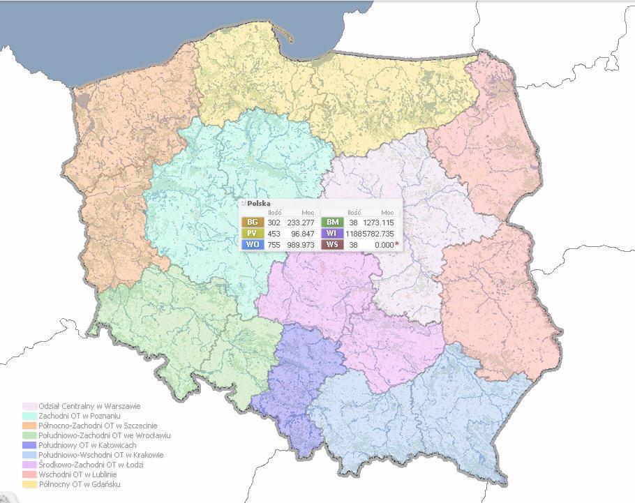 Energetyka wiatrowa w Polsce i na świecie Mapy odnawialnych źródeł energii przygotowanej na podstawie udzielonych