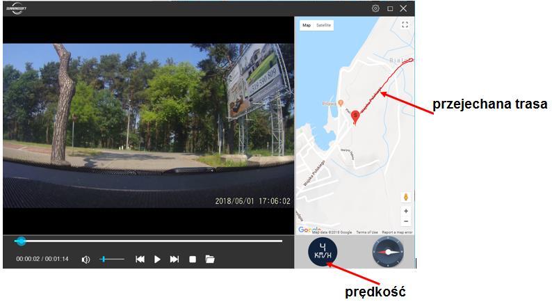 Po nagraniu wideo z podłączonym modułem GPS, możliwe jest odtworzenie wideo z GPS w programie GPSPLAYER. Program jest do pobrania ze strony https://orllo.