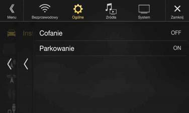 Konfiguracja samochodu Opcję [Samochód] można wybrać w ekranie menu ustawień konfiguracji ogólnej w kroku 1. Patrz sekcja Ustawienia ogólne (strona 30).