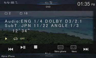 DVD Tryb Info Przykładowy ekran główny dla płyt DVD Video Tryb funkcji Numer bieżącego utworu.