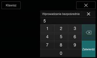 Obsługa klawiatury numerycznej 1 Ponownie dotknij przycisku [Klawisz] w trybie obsługi menu. Zostanie wyświetlony ekran klawiatury numerycznej. 2 Dotknij odpowiednich przycisków numerycznych.