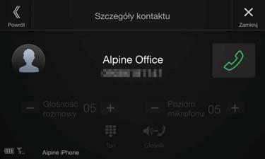 Powoduje to wyświetlenie nazwy i numeru telefonu kontaktu oraz komunikatu z potwierdzeniem. 3 Dotknij opcji [Dzwoń]. Połączenie zostanie nawiązane.