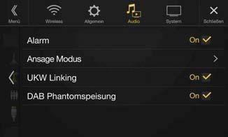 Ustawienia DAB Opcja [DAB] jest wybierana w menu Konfiguracja audio w kroku 1. Patrz sekcja Konfiguracja audio (strona 41).