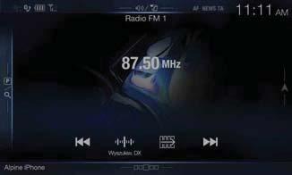 Radio/RDS Przykładowy ekran główny pasma MW/LW Przykładowy ekran główny RDS (FM1/FM2) Tryb funkcji Tryb funkcji Tytuł źródła/wyświetlenie pasma Wyświetla pasmo sygnału, który jest aktualnie odbierany.