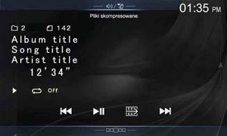 CD/MP3/WMA/AAC/WAV Przykładowy ekran główny MP3/WMA/AAC Tryb Info Odtwarzanie 1 Naciśnij przycisk (AUDIO), aby wybrać tryb DVD (CD). Na wyświetlaczu pojawi się ekran trybu DVD (CD).