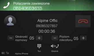 Informacja o drugim połączeniu przychodzącym wyświetlana podczas rozmowy na ekranie obsługi telefonu Wygląd wyświetlacza lub dostępne funkcje mogą się różnić w zależności od podłączonego telefonu