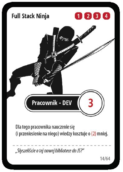 W odpowiedniej sytuacji kartę wiedzy można zagrać taniej Gdy karta developera zawiera tekst dla tego pracownika nauczenie się (i przeniesienie na niego) wiedzy kosztuje o (2)
