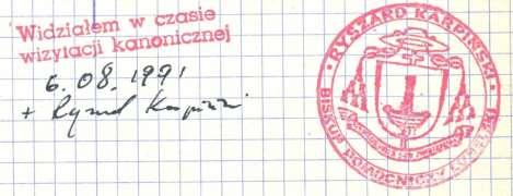 Monografia rzymskokatolickiej parafii św. Anny Matki Najświętszej Marii Panny w Tuczępach, 21 z kroniki parafii). Parafia św.