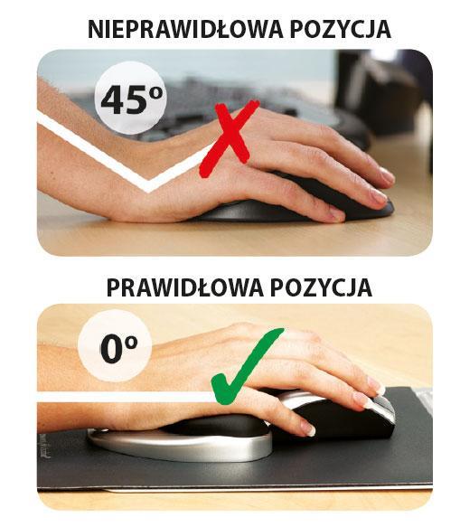 Mysz Cała dłoń od kciuka po końce palców powinna leżeć wygodnie na myszy.