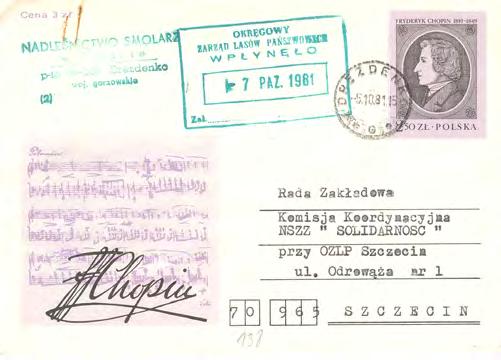 NSZZ Solidarność (1980 1989) w zasobie Archiwum Państwowego... 137 Il. 1. Koperta, 7 października 1981 r.
