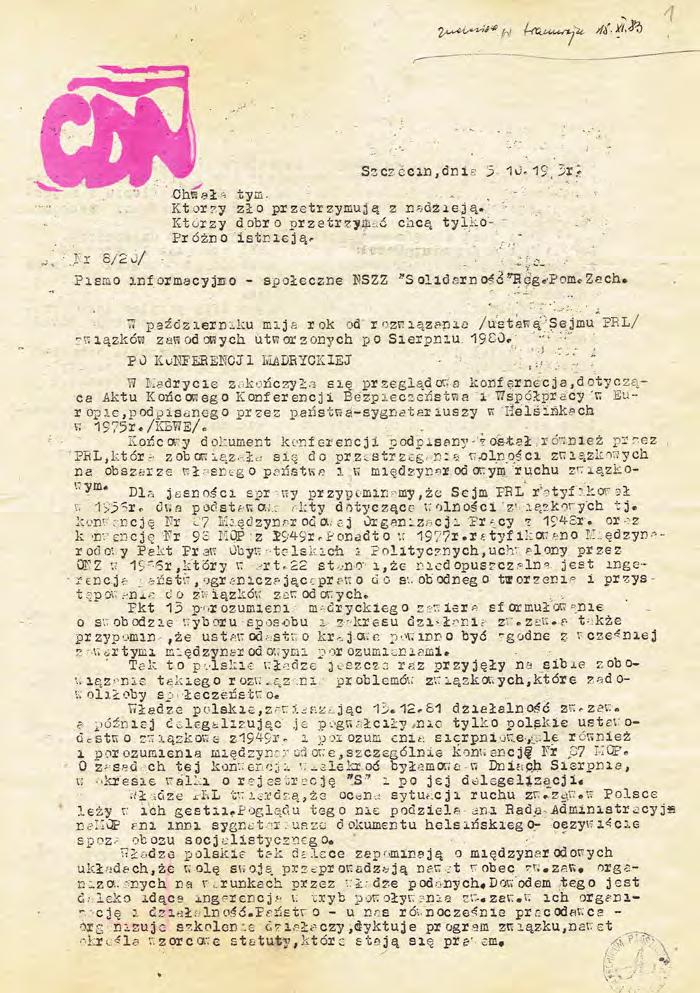 NSZZ Solidarność (1980 1989) w zasobie Archiwum Państwowego... 145 Il. 7.